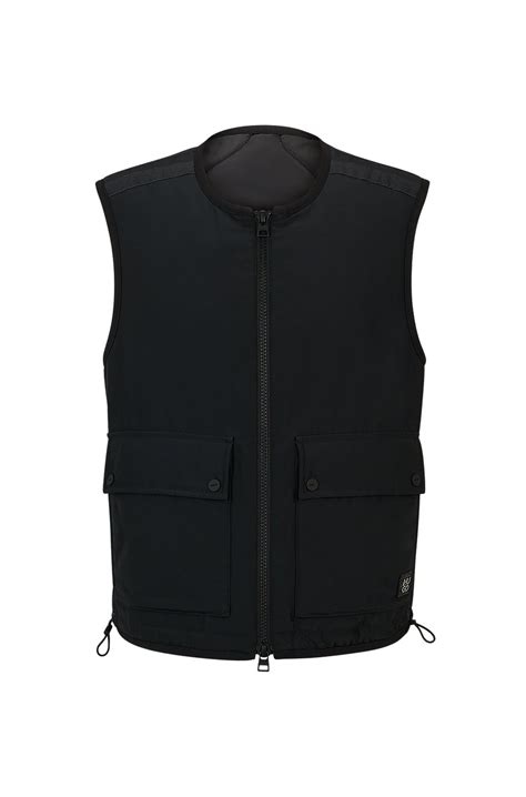 HUGO - Water-repellent zip-up gilet with stacked-logo badge - Black