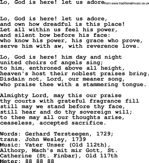 Easter Hymns, Song: Lo, God Is Here! Let Us Adore - lyrics, midi music ...