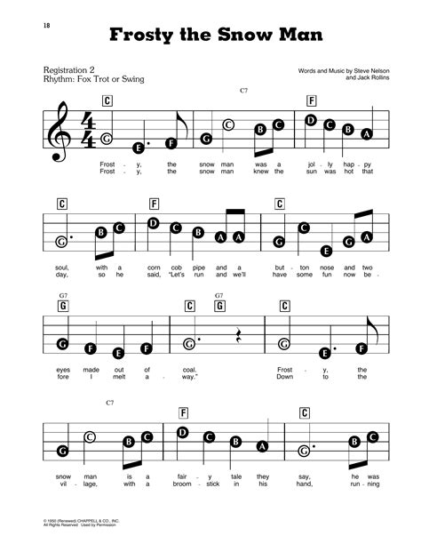 Frosty The Snowman Chords Printable Lyrics