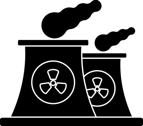 Vector sign or symbol of nuclear power in Black and White color ...