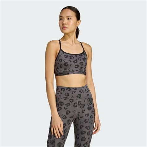 adidas Powerreact Essentials Light Support Bra Print - Grey | Free ...