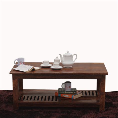 Poppy Solid Wood Plain Top Rectangle Shape Center Table in Honey Oak F ...