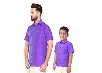 Matching Shirts for Dad and Son (38M x 9-10 Years, Voilet) : Amazon.in ...