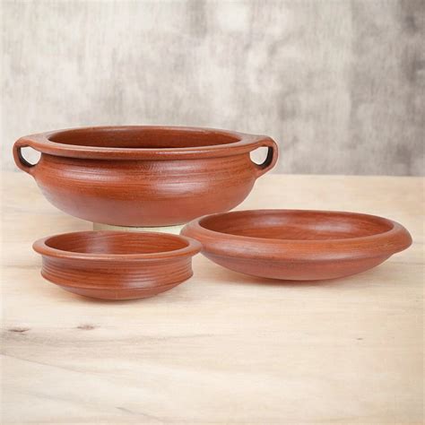 Ecocraft Red Clay Essentials – Pot, Kadai & Frypan Combo – Ecocraft India