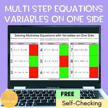 Image result for How to Solve Multi-Step Equations with Variables On One Side