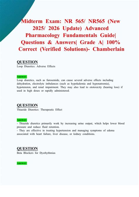 Midterm Exam: NR 565/ NR565 (New 2025/ 2026 Update) Advanced Pharmacology Fundamentals Guide ...