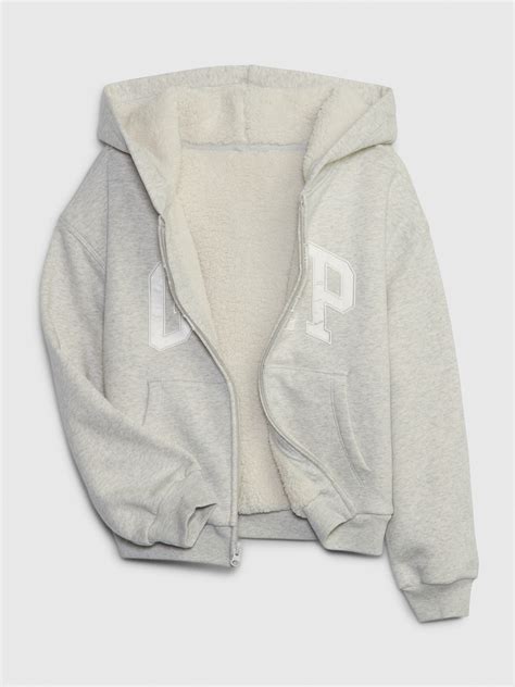 Kids Sherpa-Lined Logo Hoodie | Gap