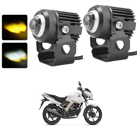 XZRTZ Motorcycle Spotlight Len Dual Color Mini Led Headlight Yellow ...