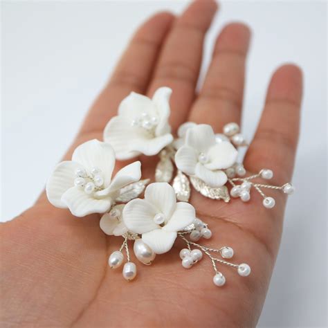 Natural Cultured Freshwater Pearl White Flower Earrings, Long Bridal ...