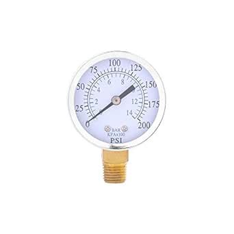 NPT Pressure Gauge 0-200 PSI 0-14 bar, Dual Scale Hydraulic Air ...