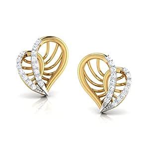 Buy CaratLane Wired Heart 18k Yellow Gold and Diamond Stud Earrings at ...