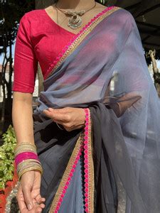 Buy Aquiliq Embroidered Bollywood Georgette Pink Sarees Online @ Best ...