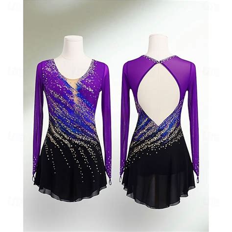 Figure Skating Dress Women's Girls' Ice Skating Dress Purple Patchwork ...