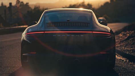 Download wallpaper 3840x2160 porsche, sports car, rear view, black ...