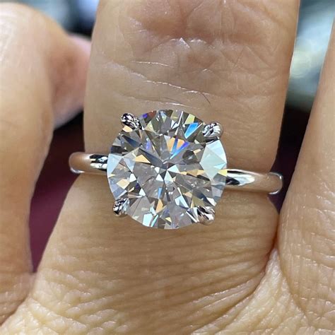 Certified Round Solitaire Ring, 2 Carats Diamond Solitaire Ring, Lab ...