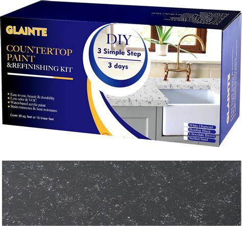 GLAINTE Granite Countertop Paint Kit - Black Gold Counter Top ...