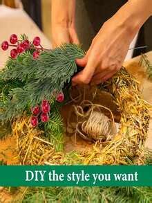 100/77/55/30/18/1 pezzo Rami di pino artificiali natalizi con bacche ...