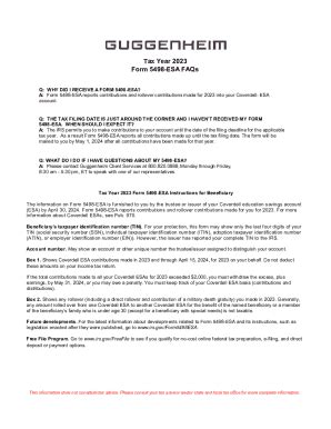 Fillable Online Tax Year 2023 Form 5498-ESA FAQs Fax Email Print ...