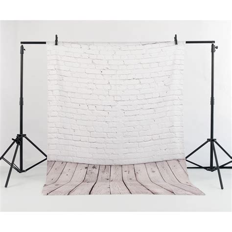 Allenjoy 5x7ft Fabric White Brick Wall with Gray Wood Floor Photography ...