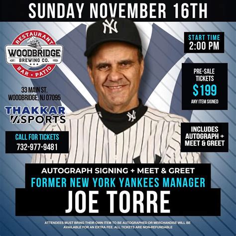 Meet Joe Torre: Yankees and Mets Icon Signing Autographs in November in ...