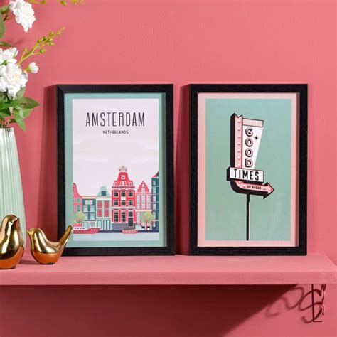 Vintage Travel Framed Poster Set Of 2 13x9 Inch Online - Premium Wall ...