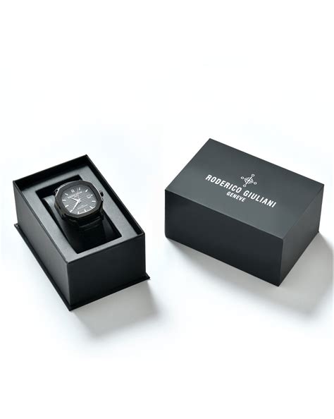 Black Dial Black Case Black Leather Strap Men's Analog Watch – RODERICO ...