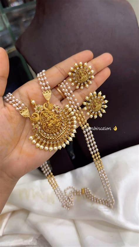 Three Layer Pearl Lakshmi Pendant Haram From 'SKJ Sri Krishna' • South ...
