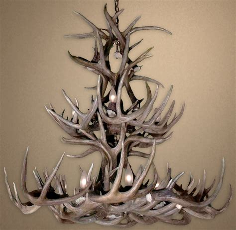 Real Antler Whitetail Double Tier Chandelier WTDT - Deer Antler Chandelier