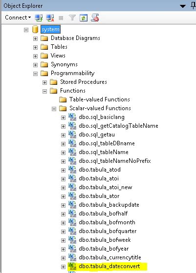 use build-in function from sql database - tabula o... - Microsoft ...