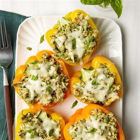 Easy Chicken Pesto Stuffed Peppers Recipe: How to Make It