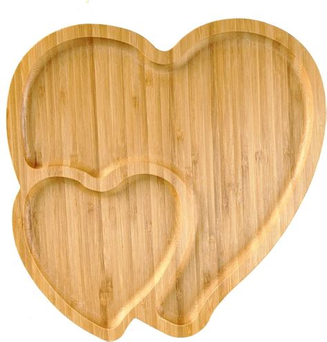 Amazon.com | BinaryABC Heart Shaped Wood Serving Platters Wooden Tray Side Dish Serving Trays ...
