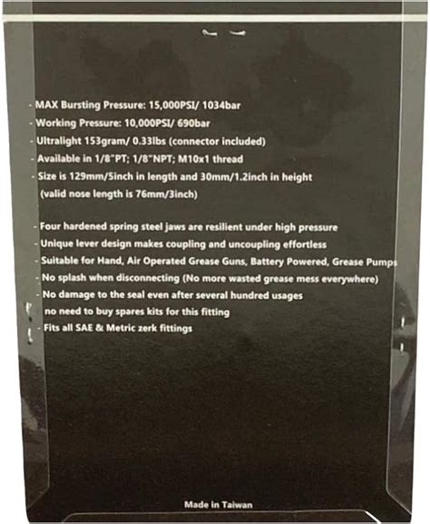 Buy BESTOOL Heavy-Duty Extended Quick Release Grease Coupler Silver ...