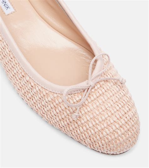 Veralli raffia ballet flats in pink - Manolo Blahnik | Mytheresa