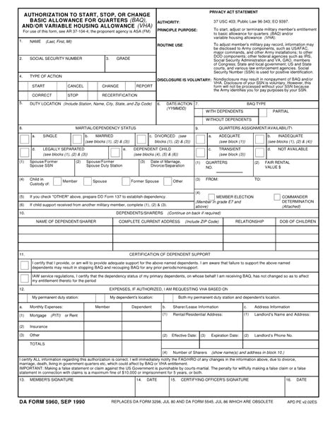 DA 5960 Form to Download and Edit | WidsMob PDF Template
