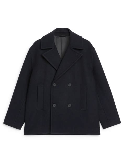 Wool-Blend Pea Coat – Dark Blue – Men – ARKET NL