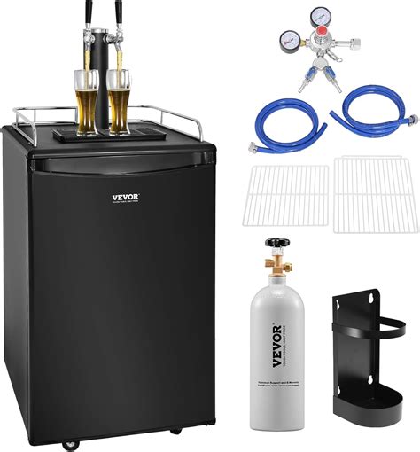 VEVOR Beer Kegerator, Dual Tap Draft Beer Dispenser, Full Size Keg ...