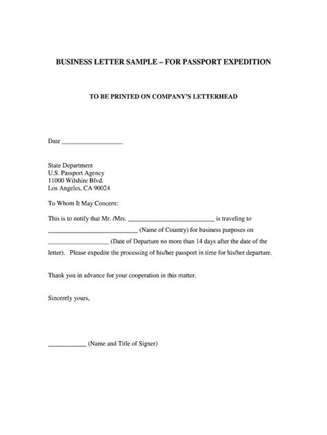 Fillable Online BUSINESS LETTER SAMPLE FOR PASSPORT EXPEDITION Fax ...