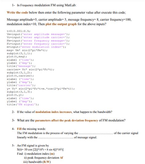 Image result for Frequency Modulation Matlab Code