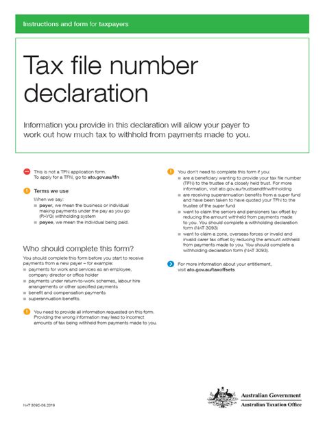 Image result for Tax File Number Declaration Form