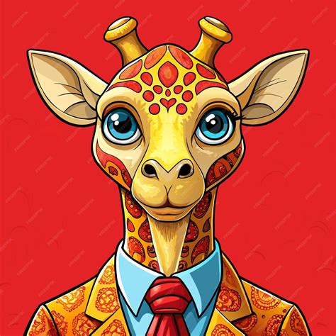 Premium Vector | A giraffe with a tie and a tie on it
