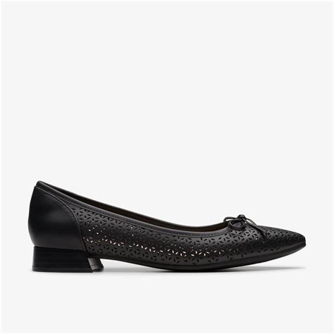 Womens Natalyn Step Black Leather Shoes Slip Ons Ballet Pumps | Clarks ...