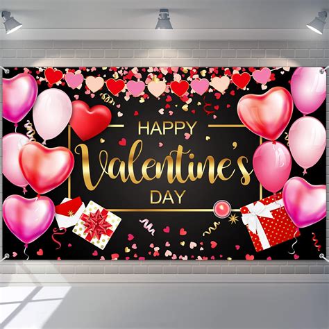 Amazon.com : Happy Valentine's Day Banner Backdrop Valentines Backdrops ...