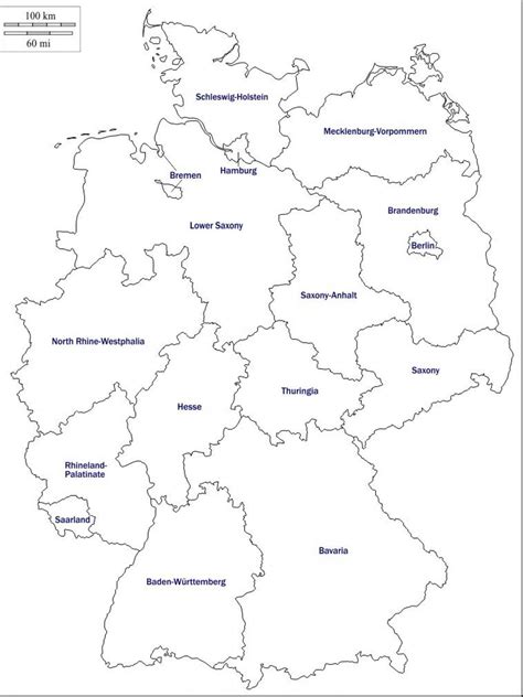 Blank map of Germany: outline map and vector map of Germany