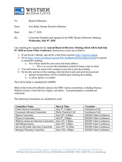 Fillable Online To: Board of Directors From: Tom Kelly, Interim ...