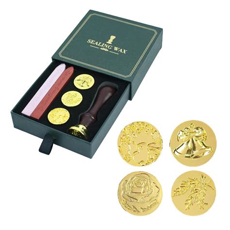 Levin Wax Seal Stamp Kit Gift Box Set, Wax Seal Kit, 4Pcs Sealing Wax ...