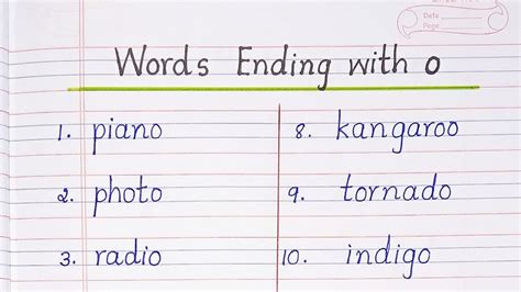 Words ending with o - YouTube