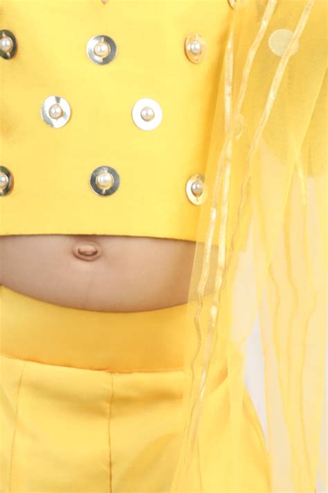 Yellow Embroidered Top With Plazzo & Dupatta