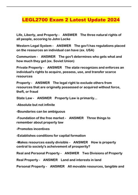 LEGL2700 Exam 2 Latest Update 2024 - LEGL2700 - Stuvia US
