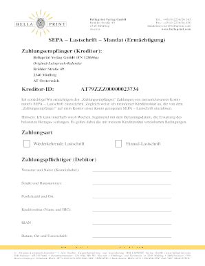 SEPA Lastschrift Mandat Ermchtigung - Fill and Sign Printable Template ...