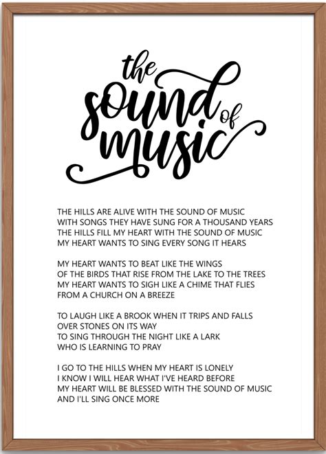 Sound of Music Lyrics Art Poster - 11x17 | Great song lyrics, Music lyrics art, Music lyrics